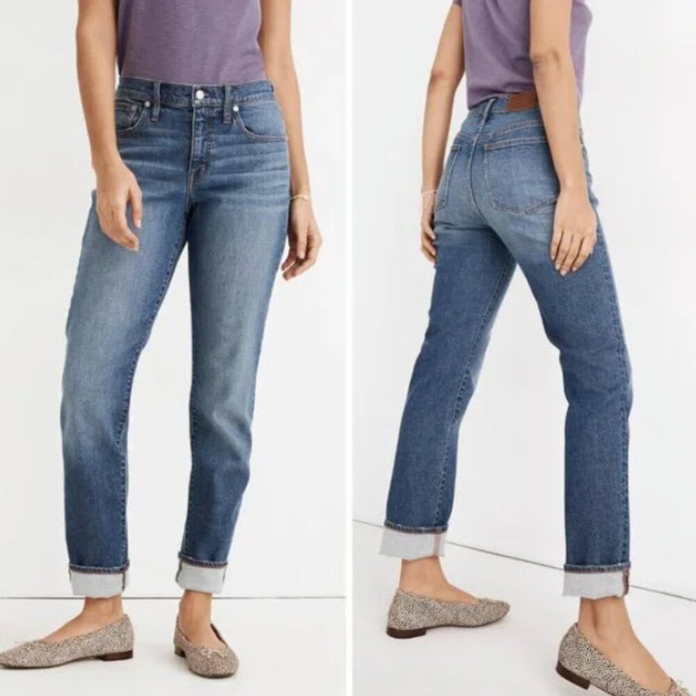 Madewell The Slim Boyjean Eames Wash Straight Leg Jeans Women's Size 29 / 8 NEW